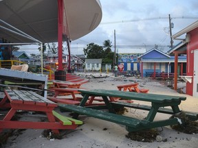 Damaged outdoor furniture is seen after the passage of Hurricane Beryl in Oistins gardens, Christ Church, Barbados on July 1, 2024.