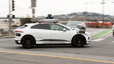 A Waymo autonomous vehicle on Cesar Chavez Street in San Francisco, on November 17, 2023