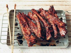 BBQ spareribs on a grill