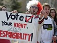 Students rally at the University of Regina in 2011, the last time the federal Conservatives came to power.