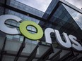 The Corus logo at Corus Quay in Toronto is in this June 22, 2018 file photo.