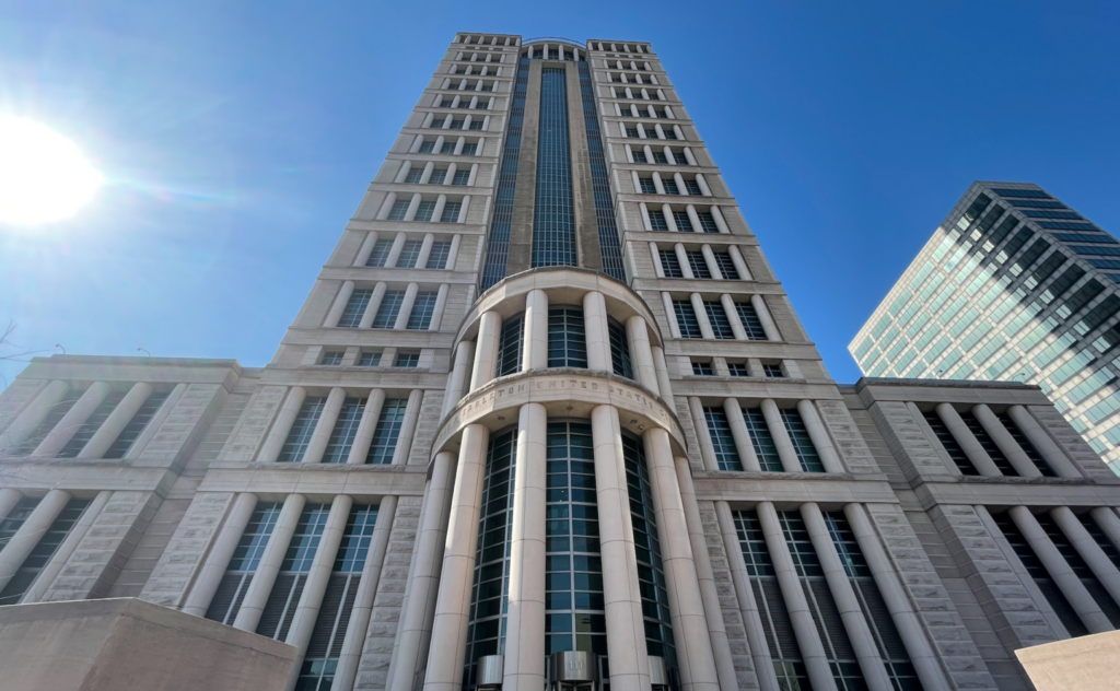 The Thomas F. Eagleton U.S. Courthouse in St. Louis, home of the United States District Court of the Eastern District of Missouri. (Rebecca Rivas/Missouri Independent)