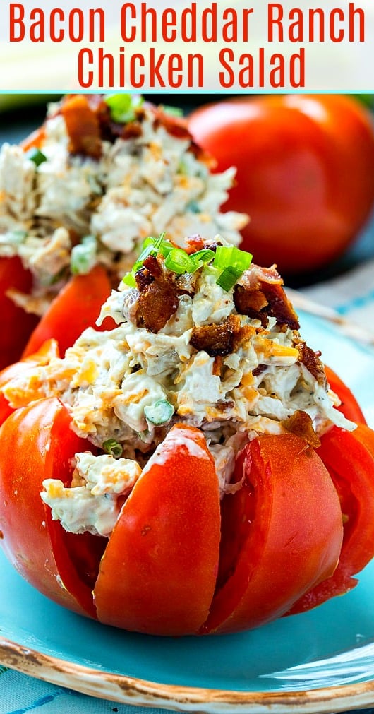 Chicken Salad stuffed into a tomato.