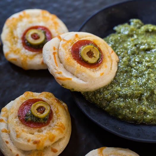 Monster Eyeball Pizzas for Halloween