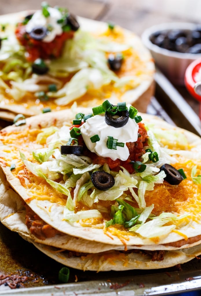 Stacked Tortilla Taco Pizzas