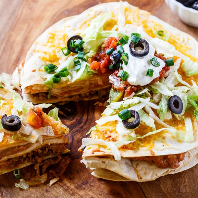 Stacked Tortilla Taco Pizzas