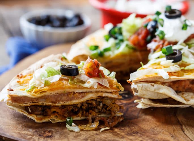 Stacked Tortilla Taco Pizzas