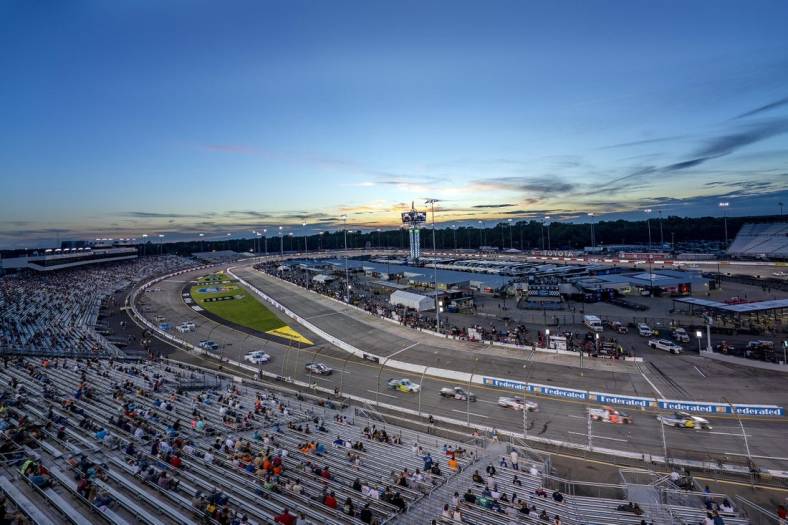 Aug 13, 2022; Richmond, Virginia, USA; An overall view of the track during the Truck Series Worldwide Express 250 at Richmond International Raceway. Mandatory Credit: Peter Casey-USA TODAY Sports