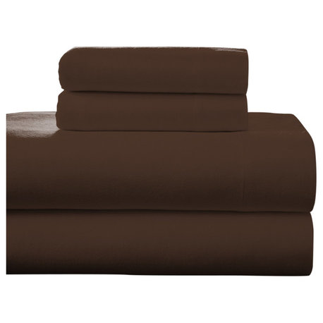 Pointehaven 175 GSM Cotton Flannel Sheet Set, Chestnut, Twin