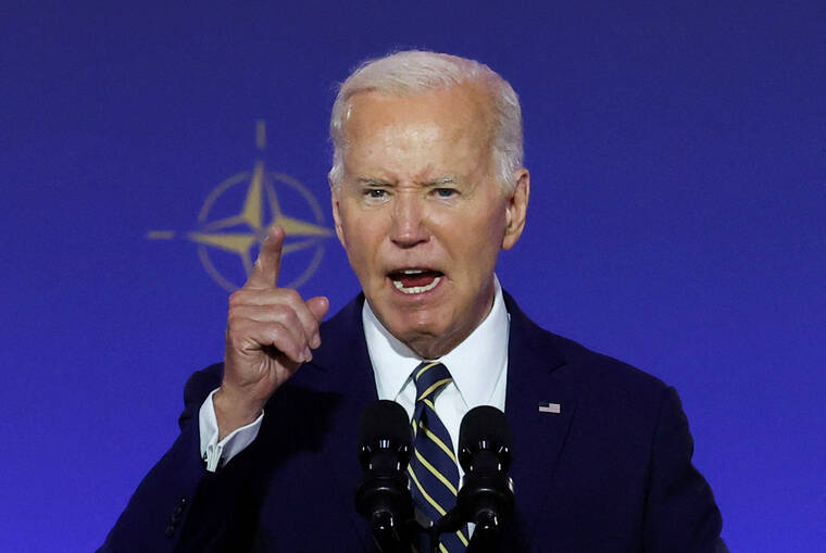 Ukraine will stop Putin, Biden tells NATO in forceful speech