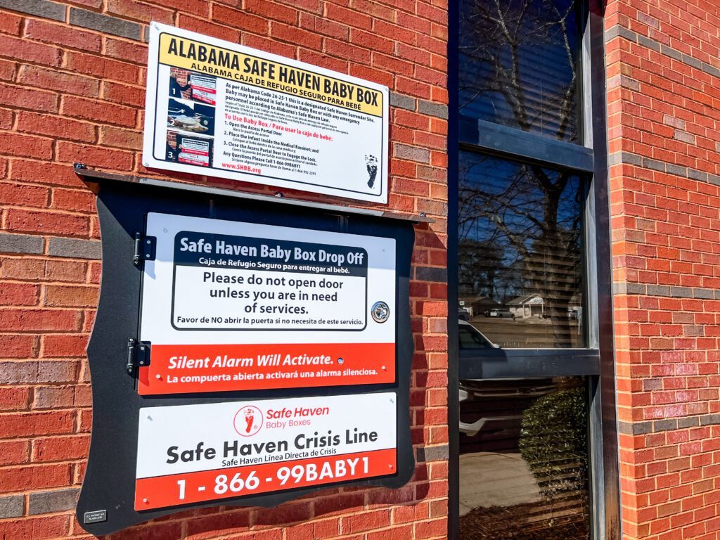 A safe haven baby box at an Alabama fire station.