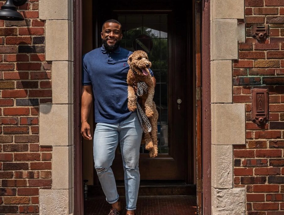 A homeowner and his dog