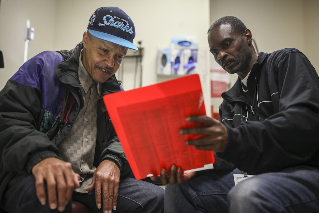 A health worker with a patient.