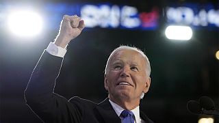 Biden durante o discurso no primeiro dia da conveção do Partido Democrata