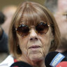 Gisele Pelicot speaks to media as she leaves the Avignon court house, southern France, Thursday, Sept. 5, 2024. A woman allegedly drugged by her ex-husband so that she could be raped by other men while she laid unconscious, is expected to testify before a panel of French judges. (AP Photo/Lewis Joly)