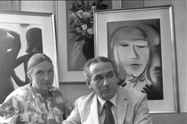 Charles and Barbara Blackman seen in 1977 at the opening of an exhibition of his paintings.