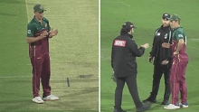 Marnus Labuschagne became locked in a fiery exchange with umpires during the T20 Max Redlands v Valleys match.