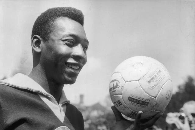 <p>The forward in training for Brazil’s match with England in 1963 </p>