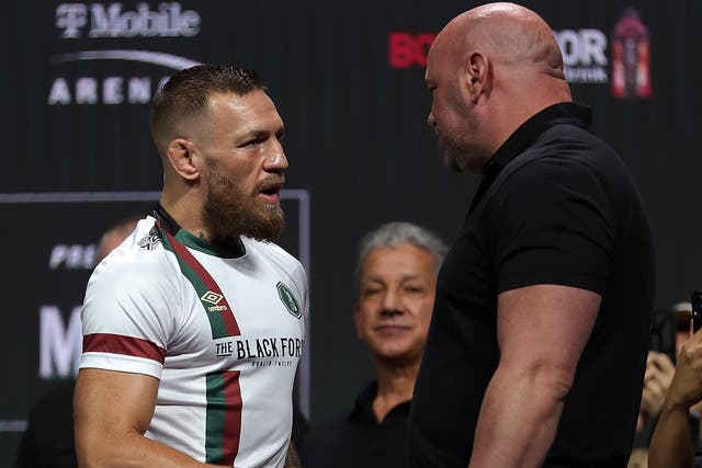 <p>Former UFC champion Conor McGregor (left) with Dana White</p>