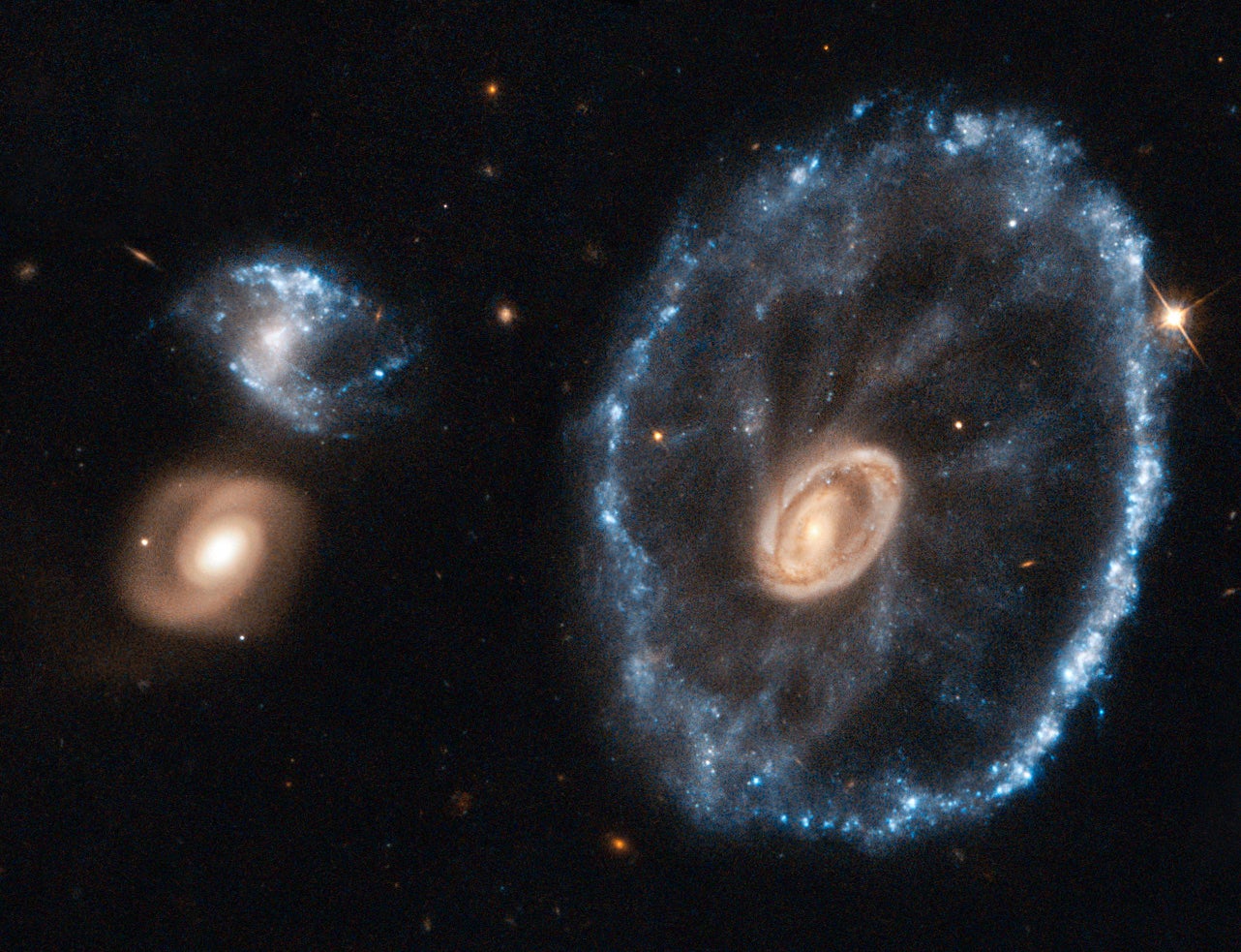 An image of the Cartwheel galaxy taken by the Hubble telescope