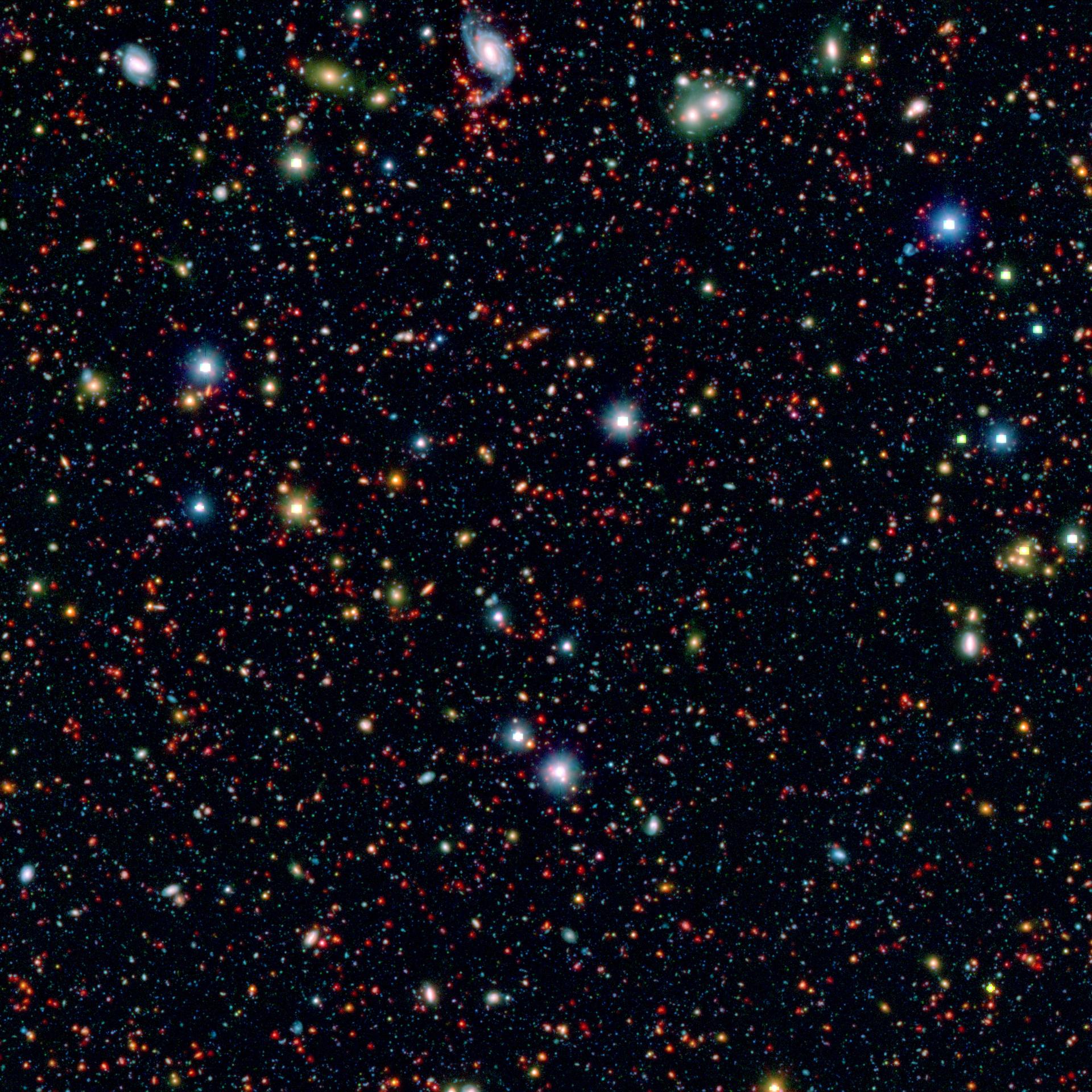 Millions of galaxies populate an image of the Cosmic Evolution Survey, or Cosmos field