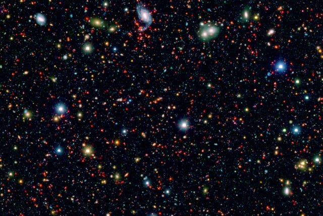 <p>Millions of galaxies populate an image of the Cosmic Evolution Survey, or Cosmos field</p>