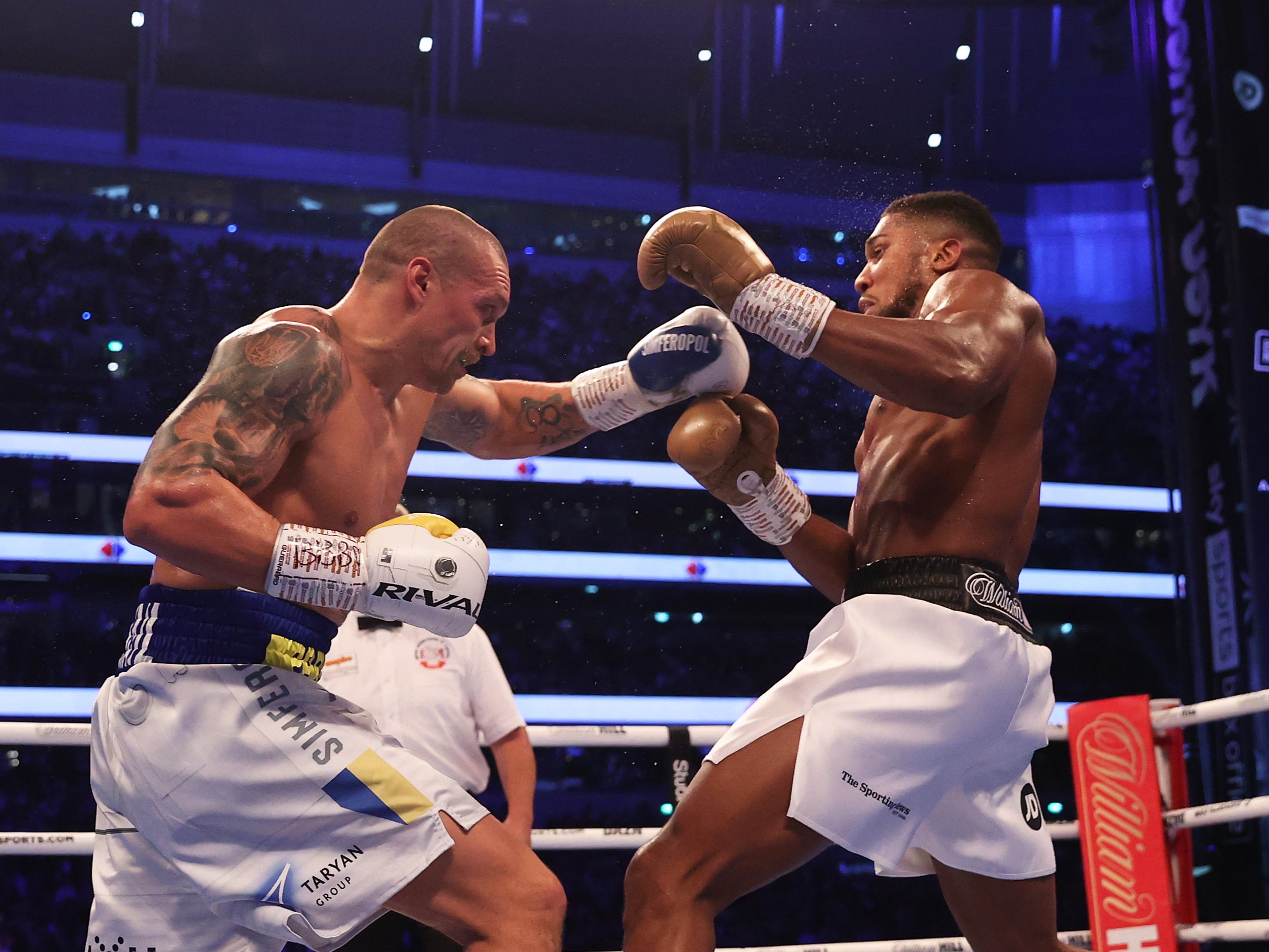 Anthony Joshua (right) will rematch Oleksandr Usyk after losing to the Ukrainian last year