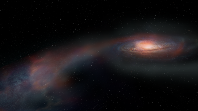 <p>An artists conception of the “dead” galaxy SDSS J1448+1010, where all star formation has ceased</p>