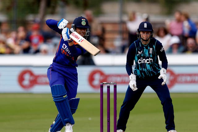 <p>The formidable Smriti Mandhana batting for India against England in September 2022 </p>