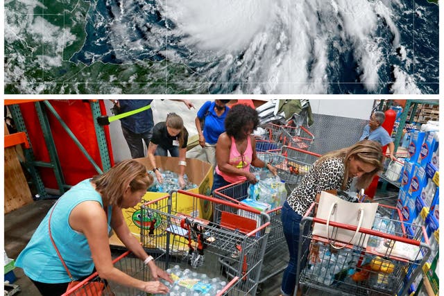 <p>Floridians stock up on water on Monday ahead of Hurricane Ian which was expected to have severe impacts in the state</p>