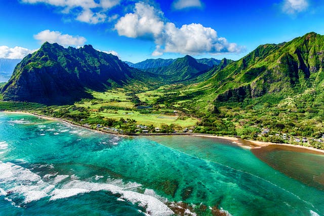 <p>The landscape of Kualoa Ranch in Oahu</p>