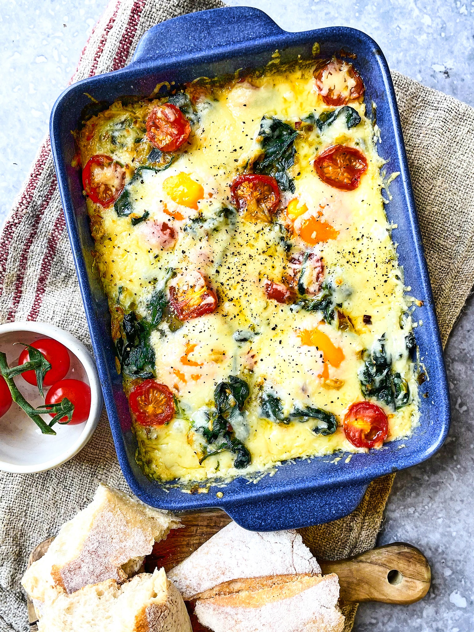 These cheesy baked eggs make a stunning centrepiece