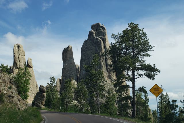 <p>The astounding rock formations of the Needles Highway through Custer State Park, South Dakota</p>