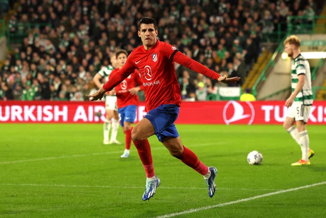 <p>Morata celebrates Atletico’s second equaliser </p>