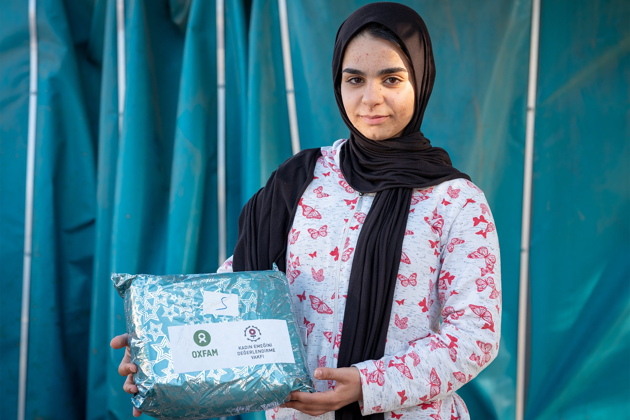 Sara* was among the women and girls who received sanitary towels at Kahramanmaras tent and container city on 22 November when Amanda Redman visited