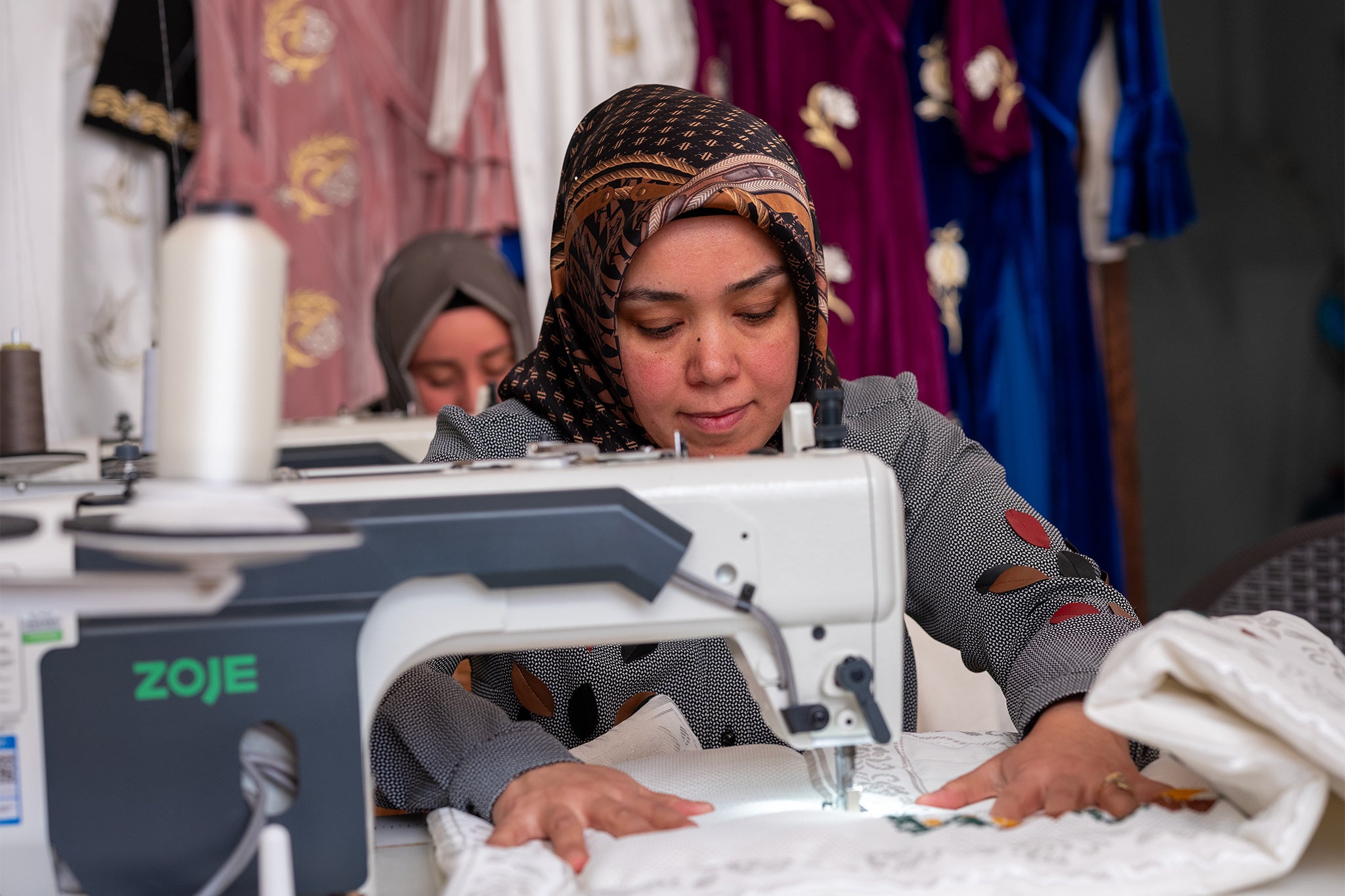 Zeliha and Mutaba in Kahramanmaras Women’s Cooperative. Oxfam KEDV provides training, counselling and an income for 100 women who come here every week