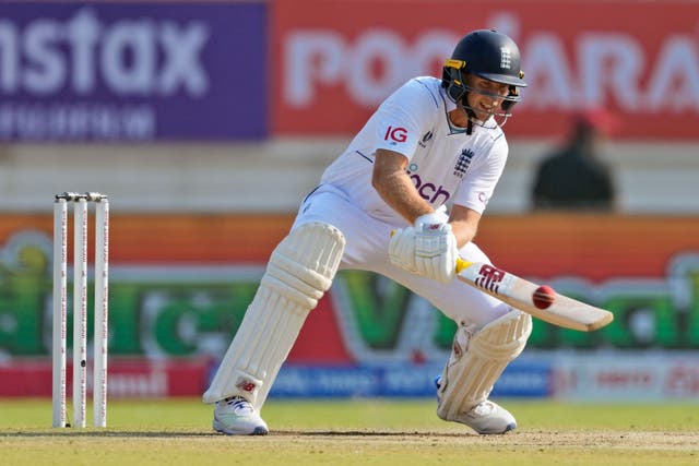 Joe Root was one of three England wickets to fall on the third morning of the third Test (Ajit Solanki/AP)