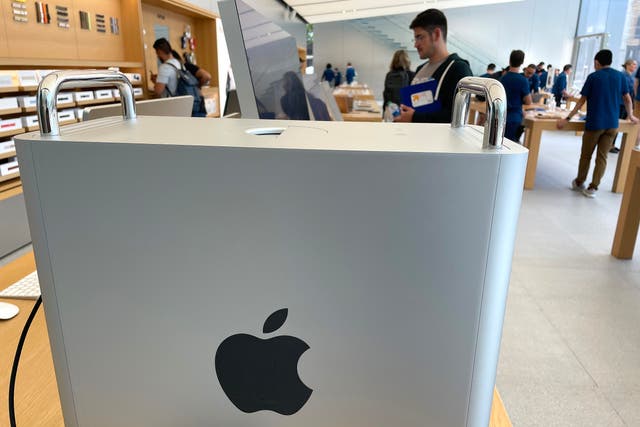 <p>The Apple logo is displayed on the side of an Apple Mac Pro tower at an Apple Store on August 04, 2023 in San Francisco, California.</p>