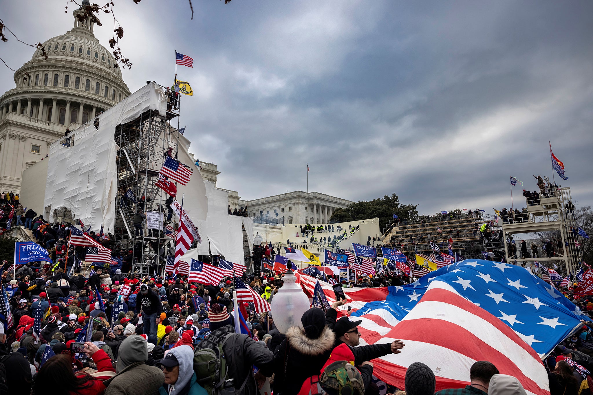 Trump supporters battle with police and security forces during the 6 January riot