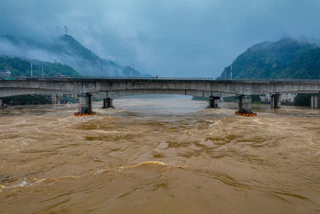 <p>This aerial photograph taken on 22 April 2024 shows a flooded area after heavy rains in Qingyuan, in southern China’s Guangdong province</p>