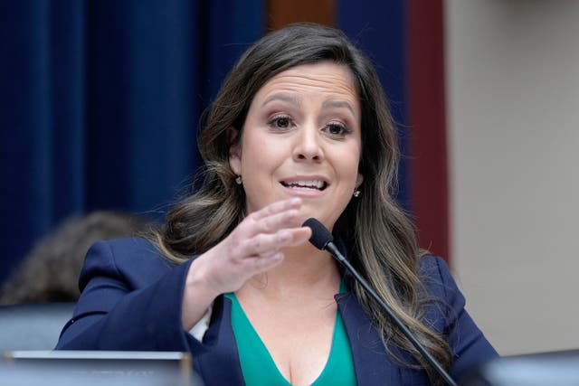 <p>New York representative Elise Stefanik speaking at the US Capitol on 17 April 2024</p>