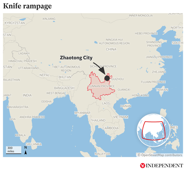 <p>Map showing where the Zhenxiong County People’s Hospital is located </p>