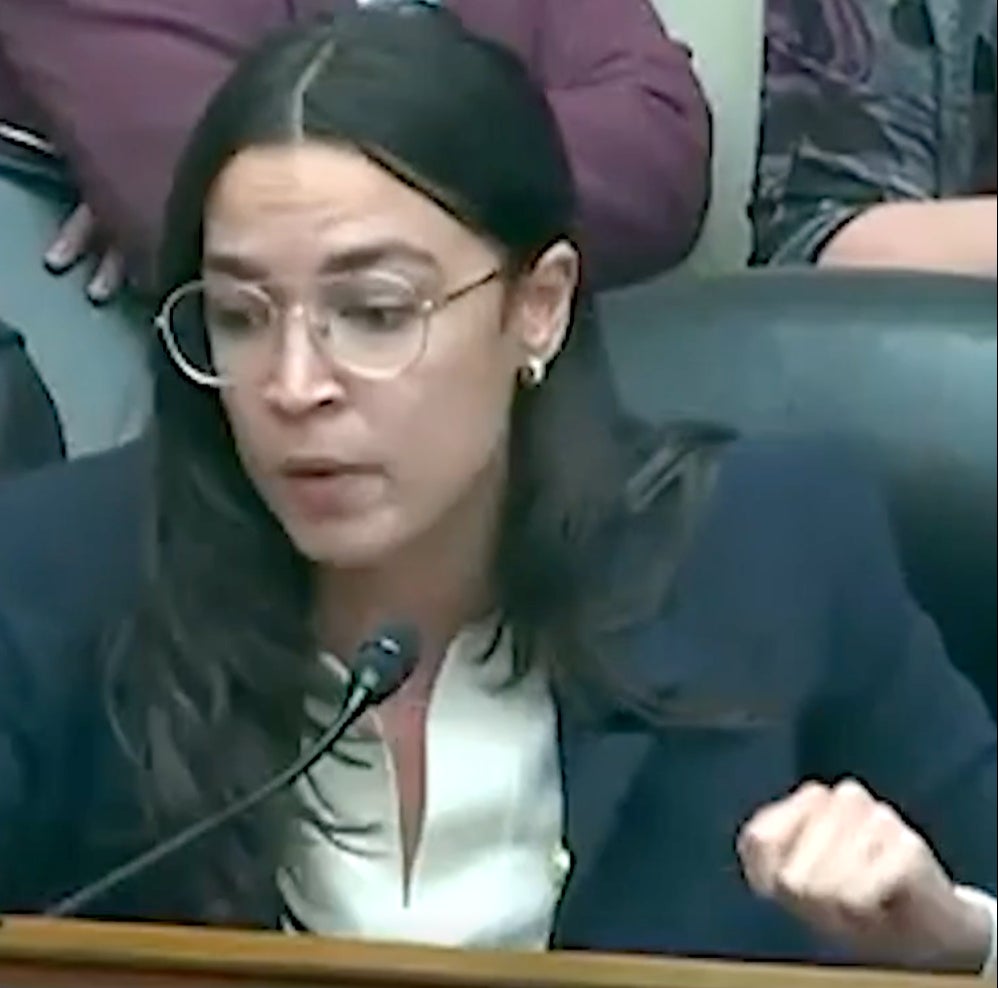 Representative Alexandria Ocasio-Cortez (D-N.Y.) adominishes Representative Marjorie Taylor Greene (R-Ga.) for mocking the appearance of Representative Jasmine Crockett (D-Tex.)