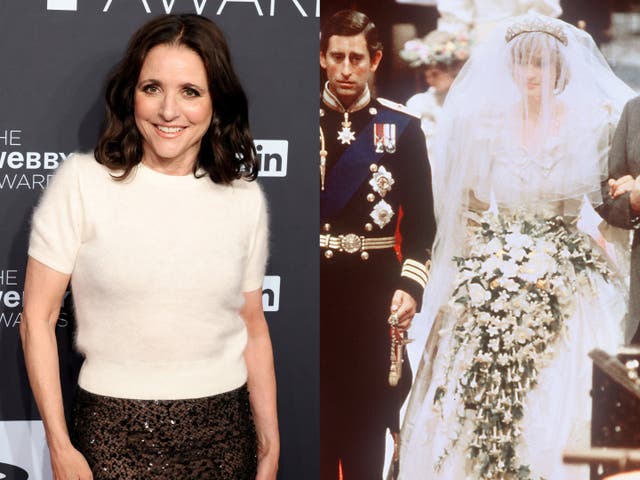 <p>Julia Louis-Dreyfus  wore a wedding dress inspired by Princess Diana’s </p>