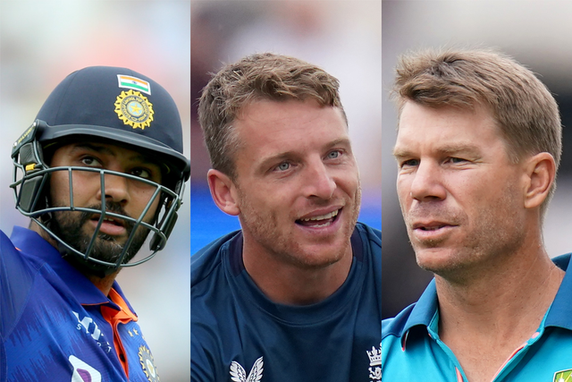 Rohit Sharma, Jos Buttler and David Warner (PA)