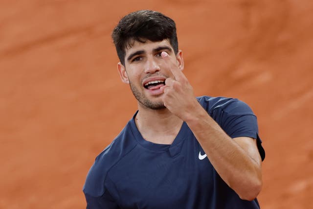 Carlos Alcaraz needed four sets to beat Jesper de Jong (Jean-Francois Badias/AP)