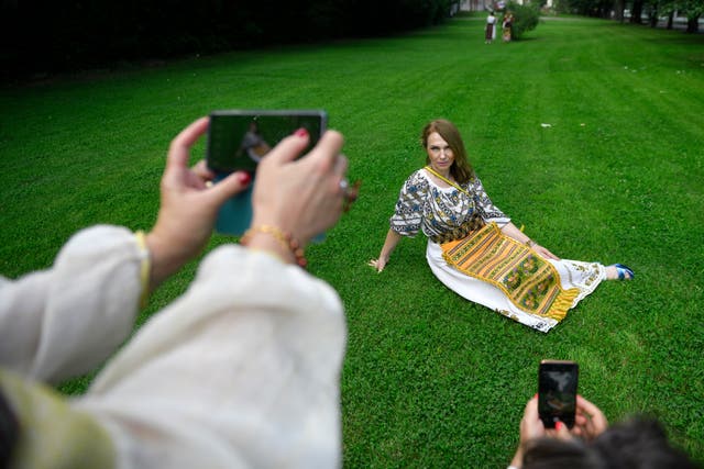 <p>A woman wearing a traditional Romanian blouse, known in Romanian as an ‘IE’ </p>