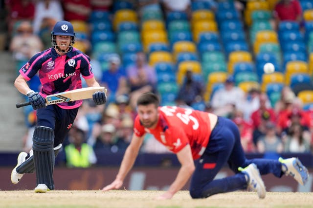 Scotland opener Michael Jones (left) is hoping to pip England to a knockout spot (Ricardo Mazalan/AP)