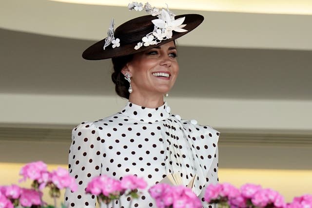 The Princess of Wales donned a classic polka-dot printed dress to Ascot in 2022 (Aaron Chown/PA)