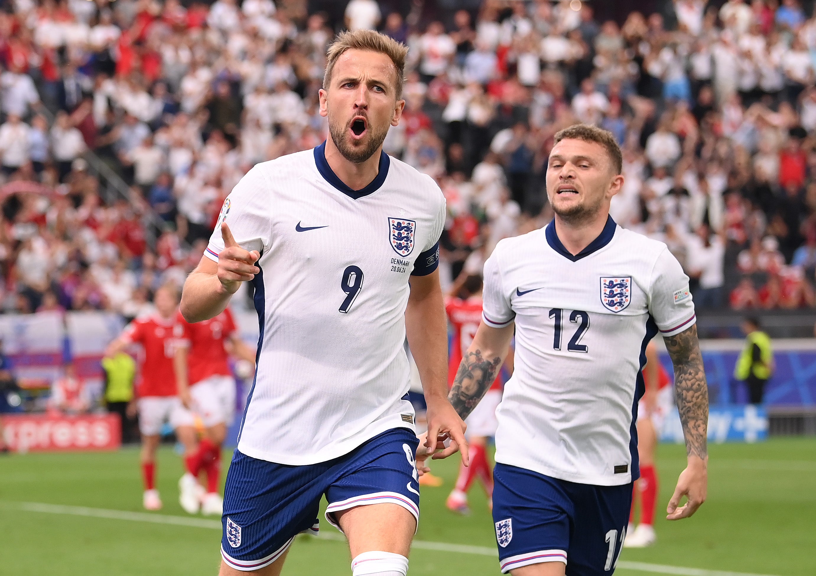 Kane celebrates after giving England an early lead